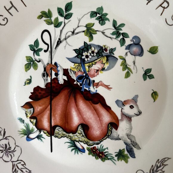 Vtg Collectible Decorative Plate Girl with Goat Little Boo Peep 1972 Signed MCW - Picture 2 of 15